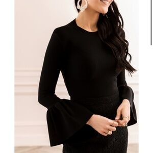 Rachel Parcell Black Bell Sleeve Top